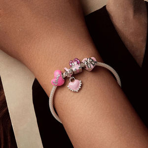 S925 स्टर्लिंग स्लाइवर गुलाबी लाल प्रेम हृदय उपहार महिलाओं के लिए आकर्षक आकर्षण मोती मोती मोती - Product Image 4