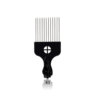 Pettine Afro Lungo in Metallo Nero per Salone, Strumento Professionale per Capelli Afro, Pettine per Olio e Styling per Uomini e Donne - Product Image 4