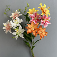 Vente en gros 2 têtes double couches de pétales de lys fleurs artificielles en soie lys pour la décoration de mariage