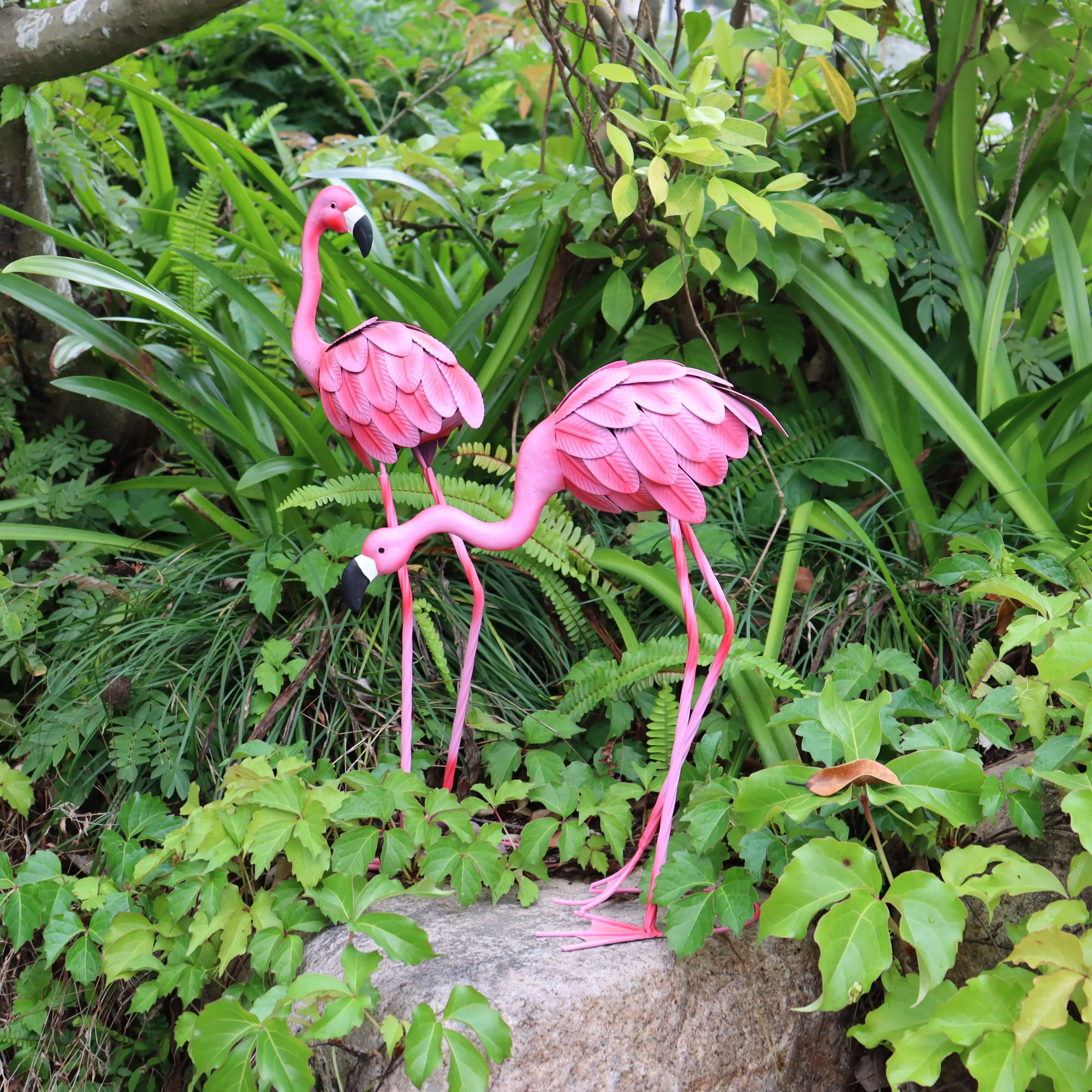 Metal Flamingos Decoração de Jardim Metal Artes Decoração de Porta Metal Rosa Flamingo Jardim Ornamentos