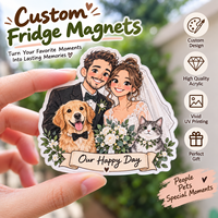 Aimants de réfrigérateur personnalisés pour couple de mariés avec photo d'animaux de compagnie, aimants en acrylique pour chien et chat, souvenir de mariage