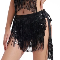 Robe de danse orientale pour femme, écharpe de danse métallique brillante avec pompons, accessoire de corps, tenue de festival, jupe de fête