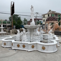 Fontaine d'eau, Statue de cheval en marbre blanc, bon marché, pour le jardin