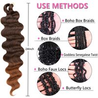 Extensions de cheveux synthétiques teints brun, ondulés, pré-étirés, pour tresses au crochet, pour femmes noires