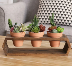 Bac de culture Hexagonal en bois brun et brossé, support de jardin avec Pots en artta - Product Image 3