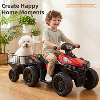Quad électrique 2-en-1 pour enfants avec remorque pour animaux de compagnie, jouet à batterie 6V, tout-terrain pour enfants et animaux