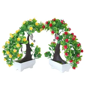 婚礼安排盆栽人造花真触摸花盆家庭办公室装饰桌面装饰