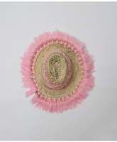 Chapeau en paille de palmier Pandanus tissé à la main, style tribu marocaine, avec des glands