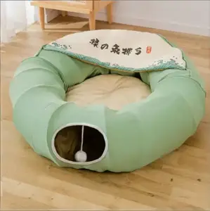 Nid pour chat pliable multifonctionnel Tunnel transfrontalier pour chat Jouet roulant pour le sol Tente de forage Fournitures pour animaux de compagnie