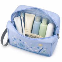 Sac de maquillage en nylon de haute qualité, grande capacité, avec sangle de poignet, imprimé de dessins animés mignons, trousse de toilette pour le rangement des cosmétiques
