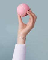 Pulsera Resistente y Duradera Chapada en Oro de 18K S925 con Raquetas de Tenis Azul Verde y Pelota de Tenis Dorada, un Regalo Deportivo y Elegante