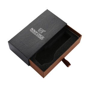 Boîte à montre noire de luxe faite à la main, boîte d'emballage pour montre en carton avec logo imprimé - Product Image 4
