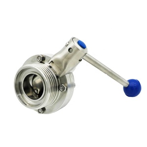 Vệ sinh của nhãn hiệu SS304 DN50 <span class=keywords><strong>threaded</strong></span> van bướm với kéo xử lý EPDM Ghế - Product Image 4