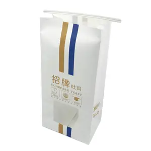 Chips Brown Kraft Paper Greaseproof Block Flat Bottom Gusset Fast Food Packing Bags With Window
