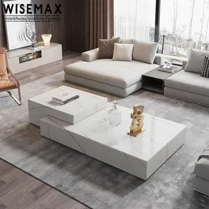 WISEMAX furnitur ruang gambar Modern furnitur meja kopi marmer alami Nordik tengah meja untuk ruang tamu