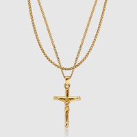 Pendentif Croix Personnalisé OEM ODM Collier en Acier Inoxydable Plaqué Or Bijoux Religieux pour Hommes Faible MOQ Fabricant Grossiste