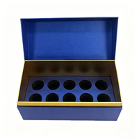 Boîte magnétique rigide en papier spécial bleu royal de luxe sur mesure, avec insert en mousse EPE, emballage portable pour cosmétiques et soins de la peau