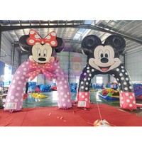 Arche gonflable à thème couple de souris de dessin animé, décorée de nœuds à pois, pour entrée de fête, idéale pour enfants, location commerciale et carnaval