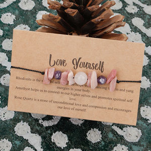 Bracelets Nuorui en pierres naturelles concassées, perles de cristal, courage, aime-<span class=keywords><strong>toi</strong></span>, inspirant, yoga, anti-anxiété, cadeau pour filles - Product Image 3