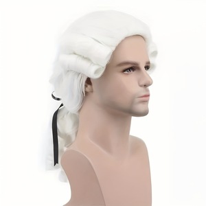 วิกผมคอสเพลย์ทรงผมหางม้าหยิกสีขาวสไตล์ย้อนยุคแบบนักกฎหมาย/ผู้พิพากษาสำหรับเด็กและผู้ใหญ่ (ขายส่ง) - Product Image 4