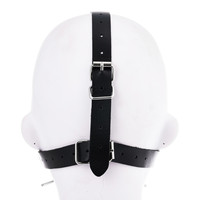 BDSM sexe cuir tête harnais araignée anneau bouche bâillon avec crochet de nez o anneau en acier inoxydable bouche bâillon sex toy pour femme