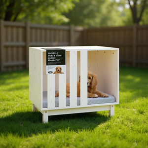 Nichoir pour chien en pin massif blanc 27,6 x 19,7 x 24,4 po – Meuble d'intérieur durable pour animaux de compagnie de taille moyenne - Product Image 2