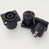Conector XLR de 4 Pines para Montaje en Panel, Conector Hembra Powercon de 4 Polos, Adaptador de Cable de Audio y Video XLR con Tuerca