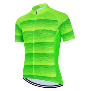 Maillot de cyclisme vert fluorescent multi-scènes à manches courtes, style ajusté confortable, double usage, équipement de compétition, trajet quotidien, logo exclusif - Product Image 1