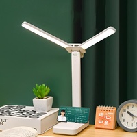 Lampe de bureau LED pliable moderne rechargeable par USB, protection des yeux, lampe de lecture pour l'étude/le bureau, portable, blanche, commande tactile