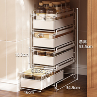 Étagère de rangement sous évier à 3 niveaux avec paniers coulissants blancs pour épices, bouteilles et bocaux de cuisine