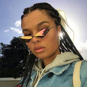 Gafas de Sol de Mujer, Modelo 2019, de Lujo, con Marco Metálico, Lentes de Espejo, Estilo Vintage, Triangulares, Sin Montura, Ojo de Gato - Product Image 2