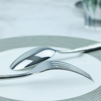Ensemble de couverts en acier inoxydable poli miroir, manche texturé, robuste, pour hôtels, restaurants et traiteurs