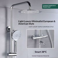 Ensemble de mitigeur de douche thermostatique mural en laiton chromé avec 38 fonctions ° Verrou de sécurité et barre coulissante réglable pour projets hôteliers