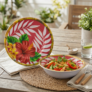 Juego de Vajilla de Melamina con Diseño de Hojas de <span class=keywords><strong>Palma</strong></span> Tropicales, Plato y Tazón Rojos y Verdes de Verano, Venta al por Mayor Directa de Fábrica - Product Image 2
