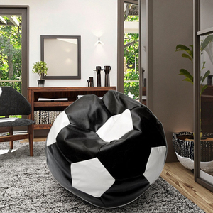 Fauteuil en forme de ballon de football amusant pour enfants, en tissu PU noir et blanc, housse amovible pour salon, utilisation en extérieur pour hôtels - Product Image 2