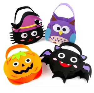 Halloween Felt Pumpkin Candy Basket Trick Or Treat Tote Bags Candy Bag Halloween Party Decor For Home Candy Storage Bucket Gift