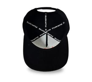 全新设计 5 片式 100% 聚酯纤维黑色棒球帽 结构化棒球帽 定制 3D 刺绣塑料口袋帽 成人款 - Product Image 5