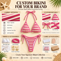 Set Bikini Desainer OEM untuk Wanita, Kain dan Cetakan Khusus, Pakaian Renang Dua Potong dengan Label Logo