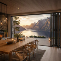 Fenêtre pliante horizontale JUNYAO Factory Norwegian Fjord 5+20A+5, isolation thermique Low-E, insonorisation, NFRC CE, pour cuisine et villa