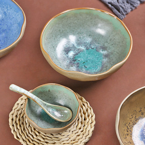 Creatief Keramisch Servies Onregelmatige Soepkommen Retro Reactie Glazuur Porseleinen Fruitkom Restaurant Eetkom - Product Image 4