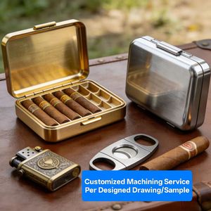 Étui à cigares en métal durable, boîte de rangement pour cigarettes, accessoires pour fumeurs, usinage CNC OEM disponible en acier inoxydable, laiton et aluminium - Product Image 1