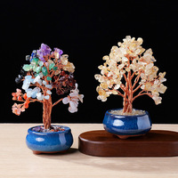 Arbre de la prospérité en cristal naturel, décorations de bureau en porcelaine, base en gravier, fabriqué en Chine, pour mariages et anniversaires