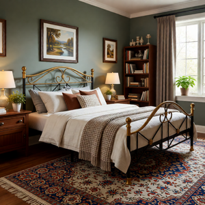 Металлическая двуспальная кровать без пружинного блока, простая сборка, современная кованая кровать размера «queen-size» для главной спальни или гостевой комнаты - Product Image 5