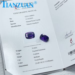 Piedra preciosa de amatista natural de corte milenario con forma de cojín largo de 35 quilates, piedra suelta para hacer joyas, certificado GRC - Product Image 6