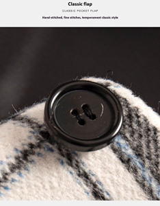 Manteau en laine haut de gamme pour hommes nouveau Style britannique <span class=keywords><strong>Tweed</strong></span> écossais Plaid Suit Flat Front Zipper Fly Single Breasted Long Made Worsted - Product Image 4