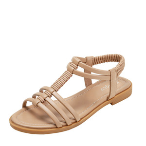 Black Genuine Leather Flat Sandals Open Toe <b>T</b>-Strap Buckle Closure Summer Women's Shoes Elegant Breathable Design - Product Image 3
