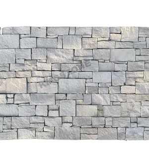 White Sandstone Culture Stone Wall Cladding Panels For Exterior Wall