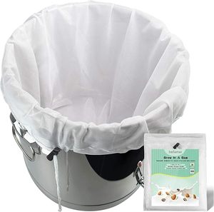 Sacs de brassage réutilisables (lot de 2) en maille fine 250 microns pour bière 5 gallons avec cordon de serrage pour presser le vin de fruits et filtrer le brassage en sac - Product Image 1