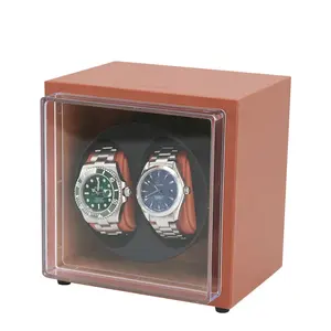2023 Series A Customization LOGO Luxury Wooden And Acrylic Cover 2 Slots Watch Winder