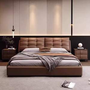 2025 Modern tam kraliçe boyutu püsküllü kumaş deri beyaz fil kulak fonksiyonel depolama yatağı asansör gaz kutusu ile - Product Image 1